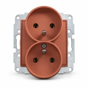 Mechanizm gniazda podwójnego do ramki z uziemieniem 2x(2P+Z) (bez przesłon torów prądowych) Karlik MINI terakota 63MGPR-2z