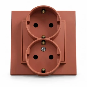 Gniazdo podwójne z uziemieniem SCHUKO 2x(2P+Z) (przesłony torów prądowych) Karlik MINI terakota 63MGP-2sp