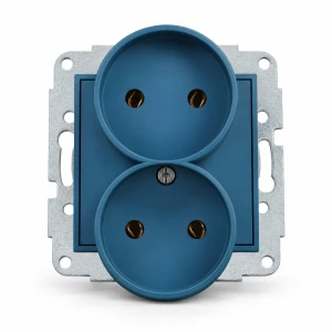 Mechanizm gniazda podwójnego do ramki bez uziemienia 2x2P (bez przesłon torów prądowych) Karlik MINI navy blue 64MGPR-2