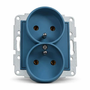 Mechanizm gniazda podwójnego do ramki z uziemieniem 2x(2P+Z) (bez przesłon torów prądowych) Karlik MINI navy blue 64MGPR-2z