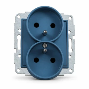 Mechanizm gniazda podwójnego do ramki z uziemieniem 2x(2P+Z) (przesłony torów prądowych) Karlik MINI navy blue 64MGPR-2zp