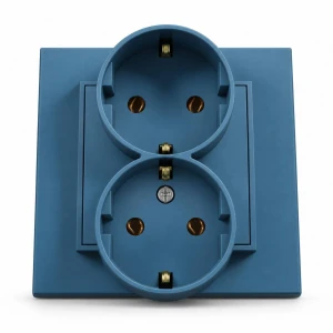 Gniazdo podwójne z uziemieniem SCHUKO 2x(2P+Z) (bez przesłon torów prądowych) Karlik MINI navy blue 64MGP-2s