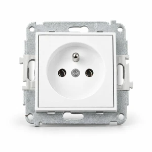 Mechanizm gniazda pojedynczego z uziemieniem 2P+Z (bez przesłon torów prądowych) Karlik MINI biały MGP-1z