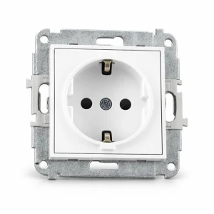 Mechanizm gniazda pojedynczego z uziemieniem SCHUKO 2P+Z (przesłony torów prądowych) Karlik MINI biały MGP-1sp