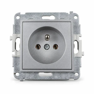 Mechanizm gniazda pojedynczego z uziemieniem 2P+Z (bez przesłon torów prądowych) Karlik MINI srebrny metalik 7MGP-1z