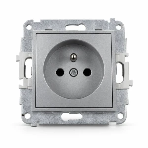 Mechanizm gniazda pojedynczego z uziemieniem 2P+Z (przesłony torów prądowych) Karlik MINI srebrny metalik 7MGP-1zp