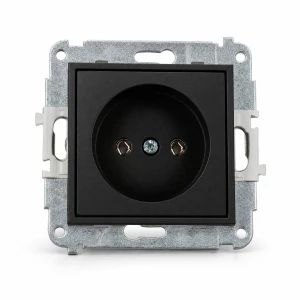 Mechanizm gniazda pojedynczego bez uziemienia 2P (bez przesłon torów prądowych) Karlik MINI czarny mat 12MGP-1
