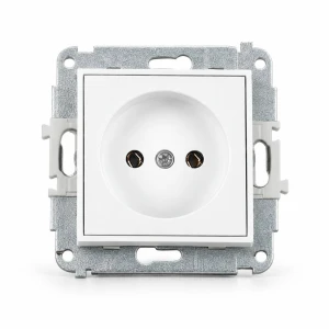 Mechanizm gniazda pojedynczego bez uziemienia 2P (bez przesłon torów prądowych) Karlik MINI biały mat 25MGP-1