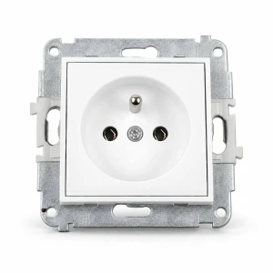 Mechanizm gniazda pojedynczego z uziemieniem 2P+Z (bez przesłon torów prądowych) Karlik MINI biały mat 25MGP-1z