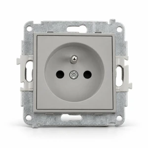 Mechanizm gniazda pojedynczego z uziemieniem 2P+Z (przesłony torów prądowych) Karlik MINI szary mat 27MGP-1zp
