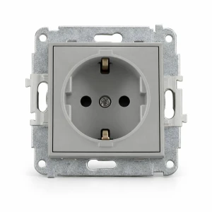 Mechanizm gniazda pojedynczego z uziemieniem SCHUKO 2P+Z (przesłony torów prądowych) Karlik MINI szary mat 27MGP-1sp