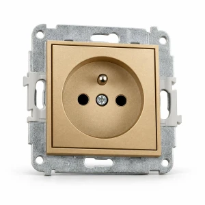 Mechanizm gniazda pojedynczego z uziemieniem 2P+Z (przesłony torów prądowych) Karlik MINI złoty 29MGP-1zp