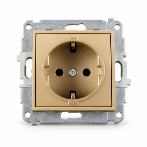 Mechanizm gniazda pojedynczego z uziemieniem SCHUKO 2P+Z (przesłony torów prądowych) Karlik MINI złoty 29MGP-1sp
