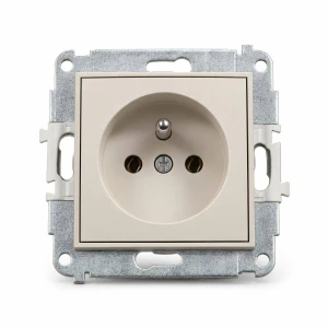 Mechanizm gniazda pojedynczego z uziemieniem 2P+Z (bez przesłon torów prądowych) Karlik MINI taupe 60MGP-1z