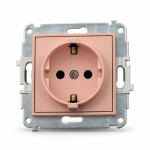 Mechanizm gniazda pojedynczego z uziemieniem SCHUKO 2P+Z (przesłony torów prądowych) Karlik MINI łososiowy 62MGP-1sp