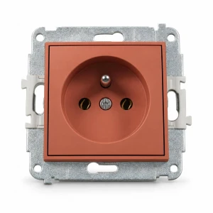 Mechanizm gniazda pojedynczego z uziemieniem 2P+Z (bez przesłon torów prądowych) Karlik MINI terakota 63MGP-1z