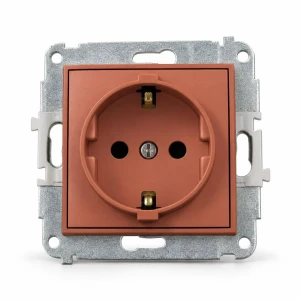 Mechanizm gniazda pojedynczego z uziemieniem SCHUKO 2P+Z (przesłony torów prądowych) Karlik MINI terakota 63MGP-1sp