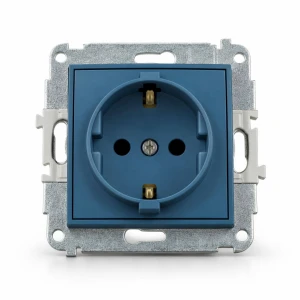 Mechanizm gniazda pojedynczego z uziemieniem SCHUKO 2P+Z (przesłony torów prądowych) Karlik MINI navy blue 64MGP-1sp