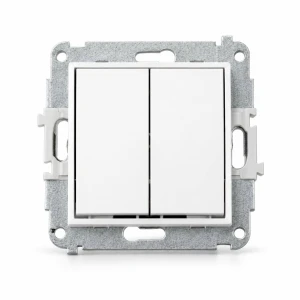 Mechanizm łącznika zwiernego, świecznikowego (dwa klawisze bez piktogramów, wspólne zasilanie) Karlik MINI biały MWP-44.1
