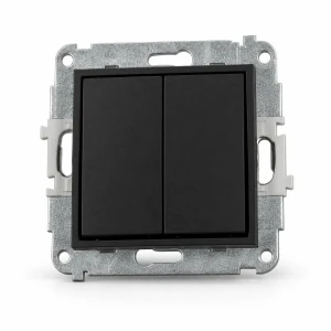 Mechanizm łącznika podwójnego krzyżowego (dwa klawisze bez piktogramu) Karlik MINI czarny mat 12MWP-66.1