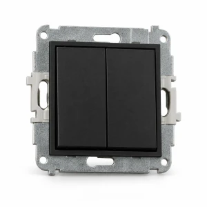 Mechanizm łącznika podwójnego schodowego (dwa klawisze bez piktogramów) Karlik MINI czarny mat 12MWP-33.1