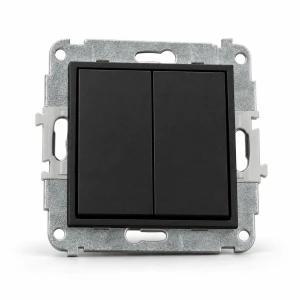 Mechanizm łącznika żaluzjowego z podtrzymaniem (dwa klawisze bez piktogramów) Karlik MINI czarny mat 12MWP-88.1