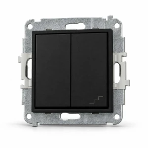 Mechanizm łącznika jednobiegunowego ze schodowym (wspólne zasilanie) Karlik MINI czarny mat 12MWP-10.1