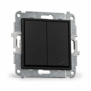 Mechanizm łącznika jednobiegunowego ze schodowym (osobne zasilanie) Karlik MINI czarny mat 12MWP-10.2
