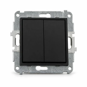 Mechanizm łącznika zwiernego, świecznikowego (dwa klawisze bez piktogramów, wspólne zasilanie) Karlik MINI czarny mat 12MWP-44.1