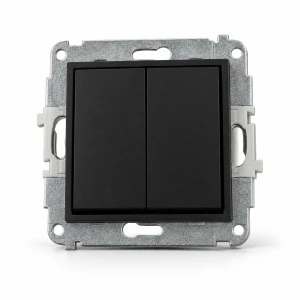 Mechanizm łącznika zwiernego, dwubiegunowego (dwa klawisze bez piktogramów, osobne zasilanie) Karlik MINI czarny mat 12MWP-44.2