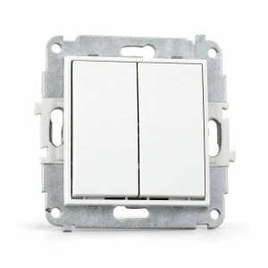 Mechanizm łącznika podwójnego schodowego (dwa klawisze bez piktogramów) Karlik MINI biały mat 25MWP-33.1