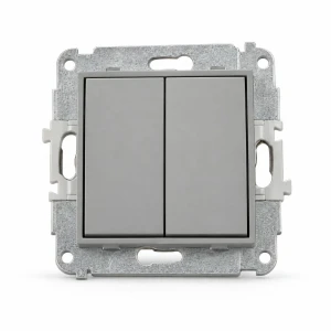 Mechanizm łącznika podwójnego schodowego (dwa klawisze bez piktogramów) Karlik MINI szary mat 27MWP-33.1