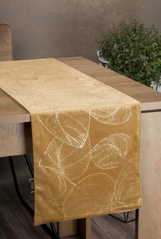 OBRUS WELUR VELVET BIEŻNIK 35X180 CM ZŁOTY