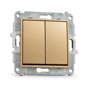 Mechanizm łącznika podwójnego schodowego (dwa klawisze bez piktogramów) Karlik MINI złoty 29MWP-33.1