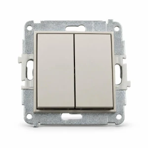 Mechanizm łącznika jednobiegunowego ze schodowym (dwa klawisze bez piktogramów, wspólne zasilanie) Karlik MINI taupe 60MWP-10.11