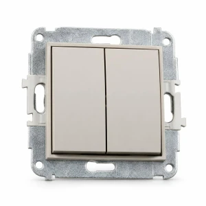 Mechanizm łącznika zwiernego, świecznikowego (dwa klawisze bez piktogramów, wspólne zasilanie) Karlik MINI taupe 60MWP-44.1