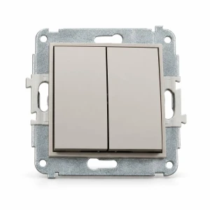 Mechanizm łącznika zwiernego, świecznikowego (dwa klawisze bez piktogramów, osobne zasilanie) Karlik MINI taupe 60MWP-44.2