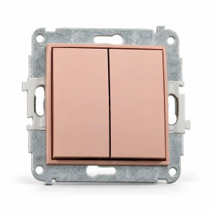 Mechanizm łącznika podwójnego schodowego (dwa klawisze bez piktogramów) Karlik MINI łososiowy 62MWP-33.1