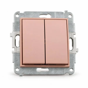 Mechanizm łącznika zwiernego, świecznikowego (dwa klawisze bez piktogramów, wspólne zasilanie) Karlik MINI łososiowy 62MWP-44.1