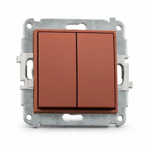 Mechanizm łącznika zwiernego, świecznikowego (dwa klawisze bez piktogramów, wspólne zasilanie) Karlik MINI terakota 63MWP-44.1