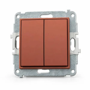 Mechanizm łącznika zwiernego, świecznikowego (dwa klawisze bez piktogramów, osobne zasilanie) Karlik MINI terakota 63MWP-44.2