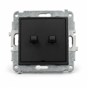 Mechanizm łącznika podwójnego schodowego w stylu amerykańskim (jeden klawisz bez piktogramów) Karlik MINI czarny mat 12MWPUS-33.1