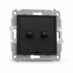 Mechanizm łącznika zwiernego żaluzjowego w stylu amerykańskim (dwa klawisze bez piktogramów) Karlik MINI czarny mat 12MWPUS-8