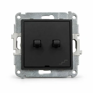 Mechanizm łącznika jednobiegunowego ze schodowym (osobne zasilanie) w stylu amerykańskim Karlik MINI czarny mat 12MWPUS-10.2