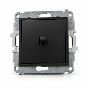 Mechanizm łącznika zwiernego, jednobiegunowego (jeden klawisz, bez piktogramu) w stylu amerykańskim Karlik MINI czarny mat 12MWPUS-4.1