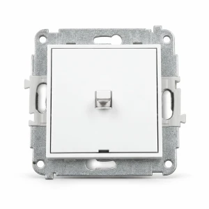 Mechanizm łącznika zwiernego, jednobiegunowego (jeden klawisz, bez piktogramu) w stylu amerykańskim Karlik MINI biały mat 25MWPUS-4.1