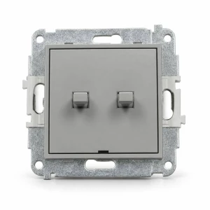 Mechanizm łącznika podwójnego schodowego w stylu amerykańskim (jeden klawisz bez piktogramów) Karlik MINI szary mat 27MWPUS-33.1