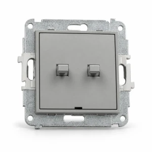 Mechanizm łącznika zwiernego żaluzjowego w stylu amerykańskim (dwa klawisze bez piktogramów) Karlik MINI szary mat 27MWPUS-8