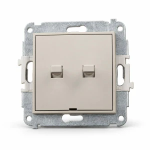 Mechanizm łącznika zwiernego, świecznikowego w stylu amerykańskim (dwa klawisze bez piktogramów, wspólne zasilanie)  Karlik MINI taupe 60MWPUS-44.1