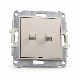 Mechanizm łącznika zwiernego, dwubiegunowego w stylu amerykańskim (dwa klawisze bez piktogramów, osobne zasilanie)  Karlik MINI taupe 60MWPUS-44.2